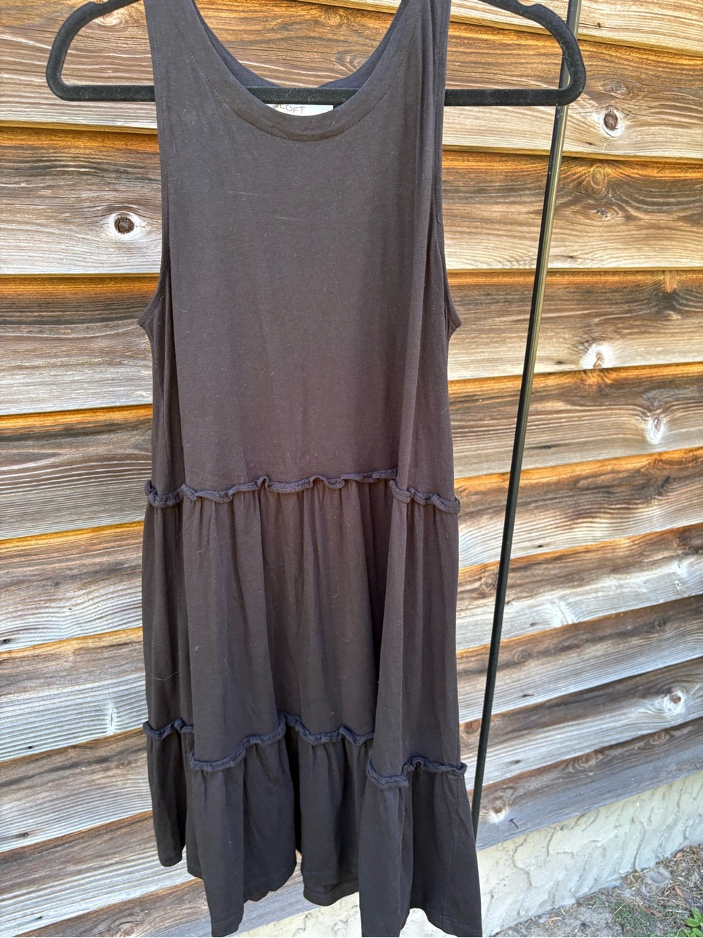 LOFT Black Tiered Sleeveless Midi Dress